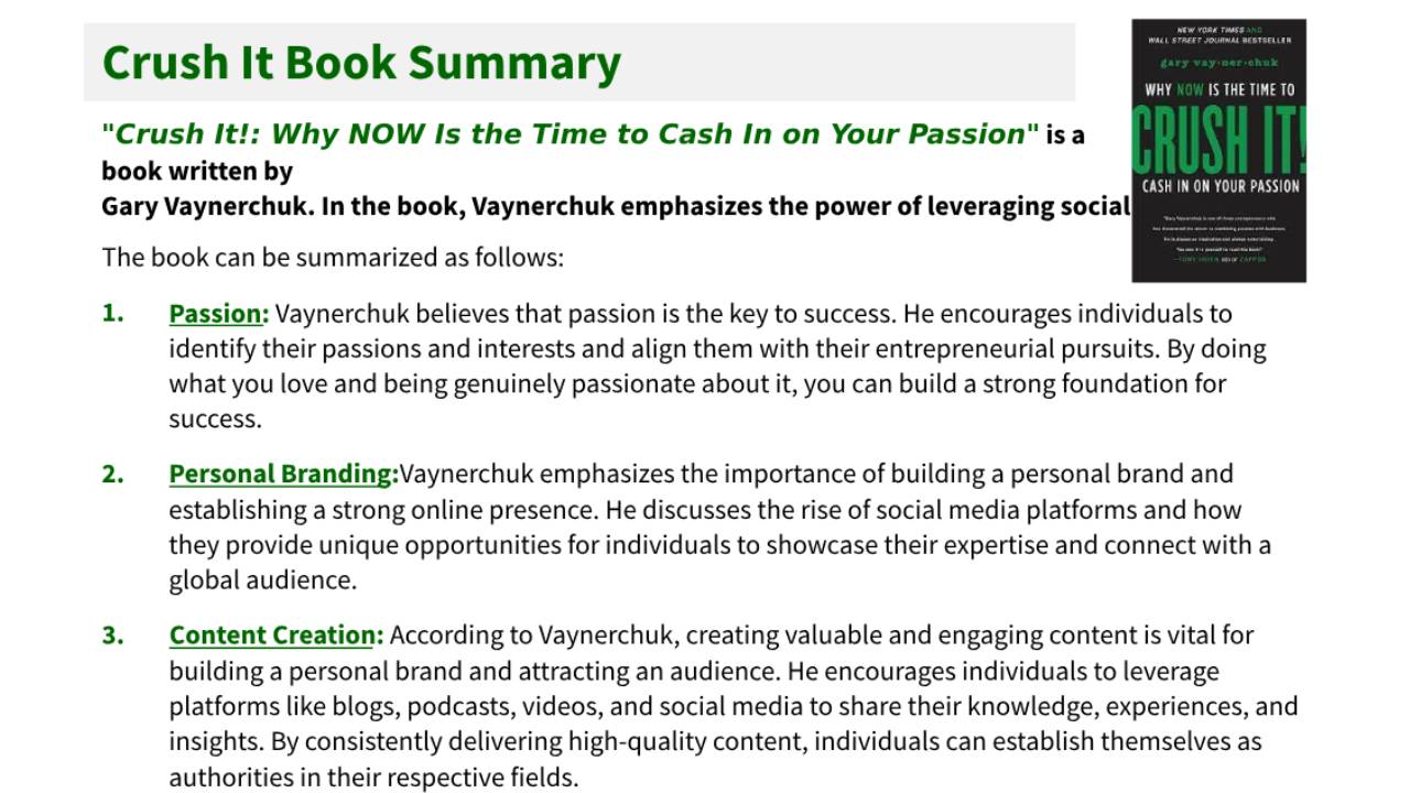 Crush It Book Summary IBA