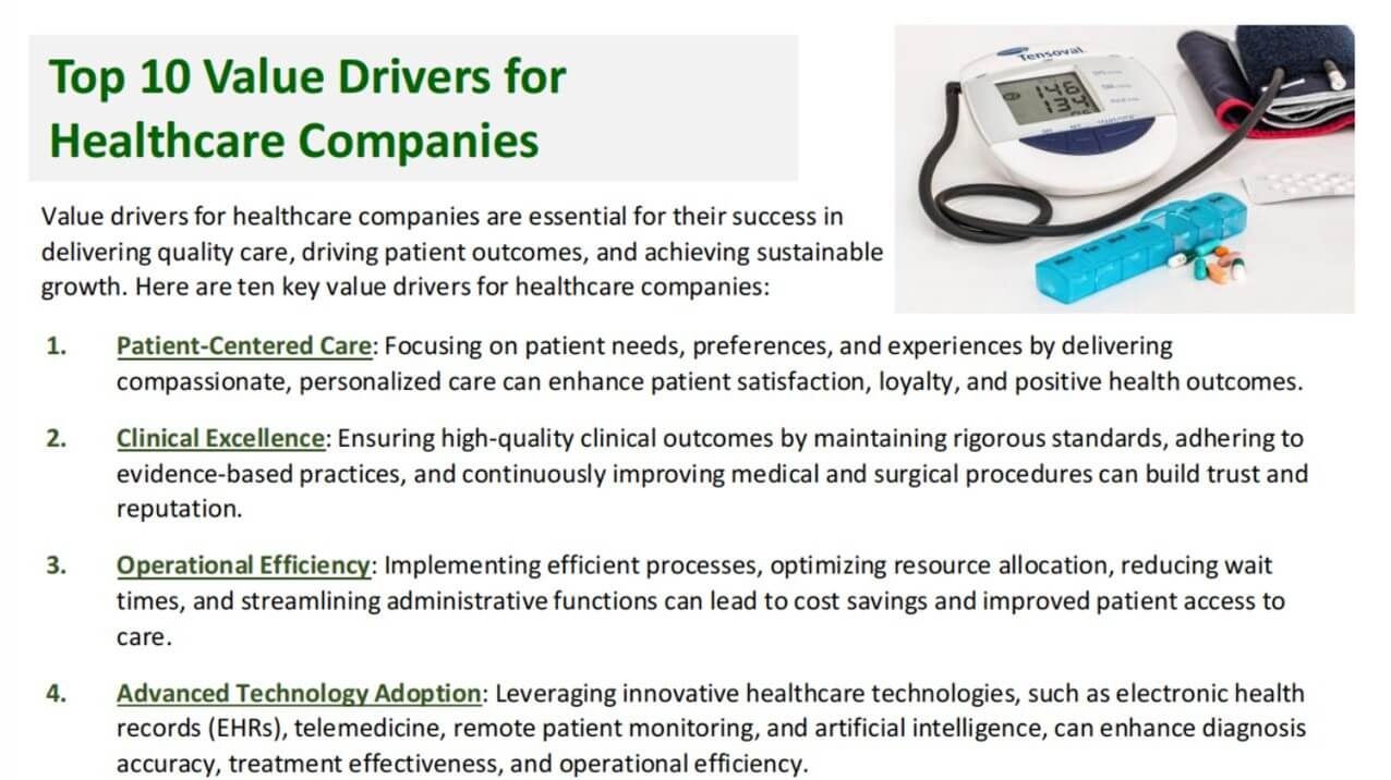 Top 10 Value Drivers for Healthcare Companies IBA